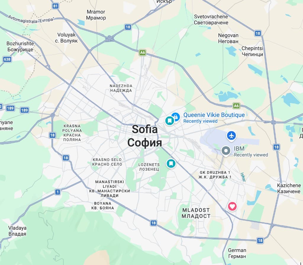 Карта на София с локални позиции в Google
